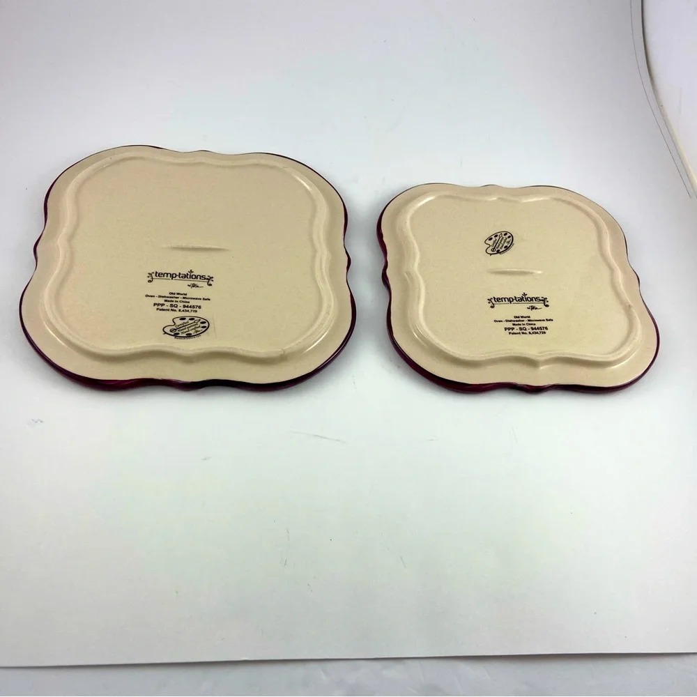 Temptations by Tara Old World Purple Square Plates PPP SQ 944576 6 in and 7 in - Picture 2 of 6